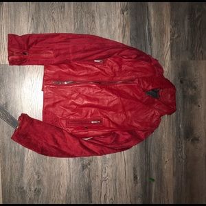 Zac Posen red leather jacket